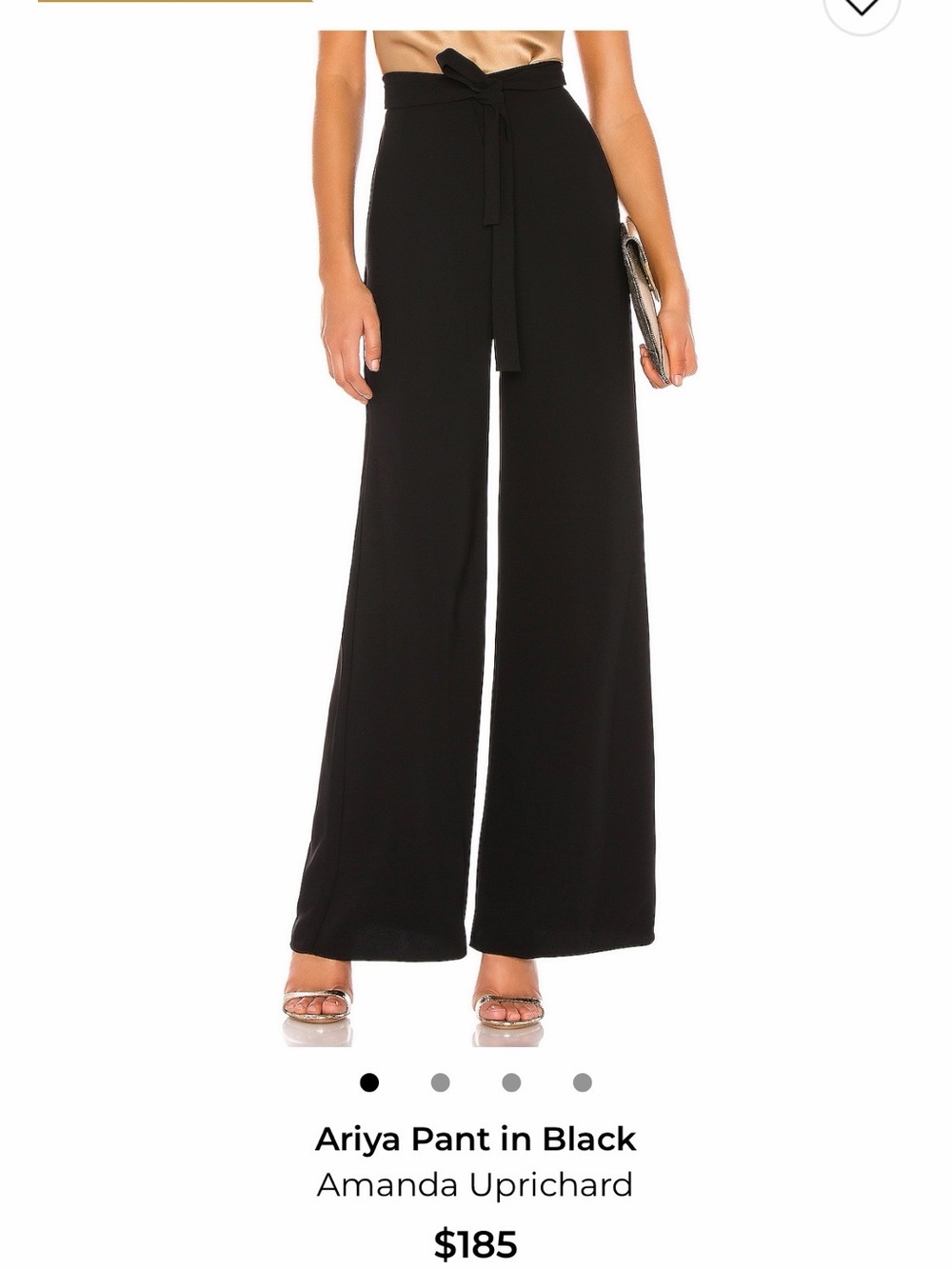 Amanda Uprichard Black High-Waist Wide-Leg Pants with Self-Tie